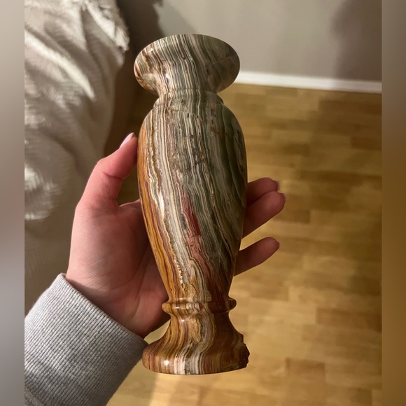 Real Vintage Onyx Marble Stone Carved Vase Multicolour - Picture 4 of 6